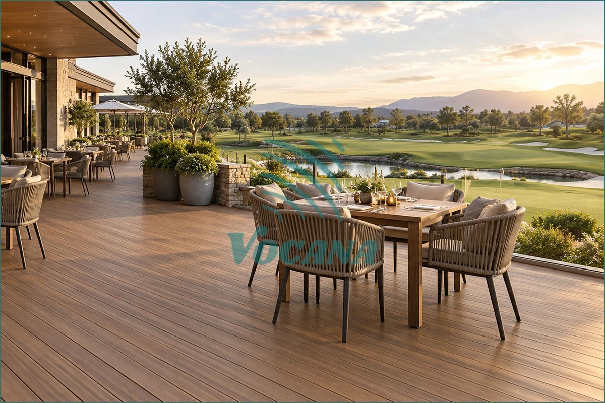 Clubhouse dining terraces wpc decking Clubhouse dining terraces wpc decking