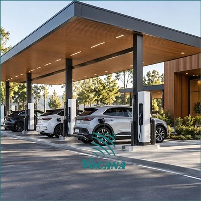 WPC Cladding For EV Charging Hubs & Lounges | Vocana