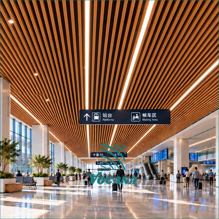 WPC Baffle Ceiling For Railway Stations | Vocana